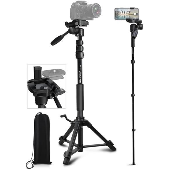 Camera Tripod 69 Inch, Patented 3-Way Swivel Portable Phone Tripod Professional - Picture 1 of 6